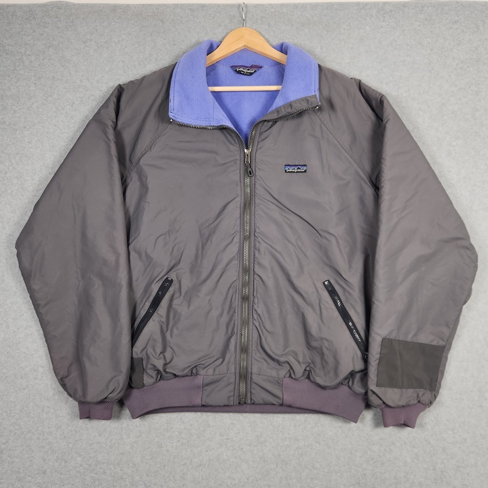 Vintage Patagonia Shelled Synchilla XXL Gray Bomber Jacket Fleece Made In USA